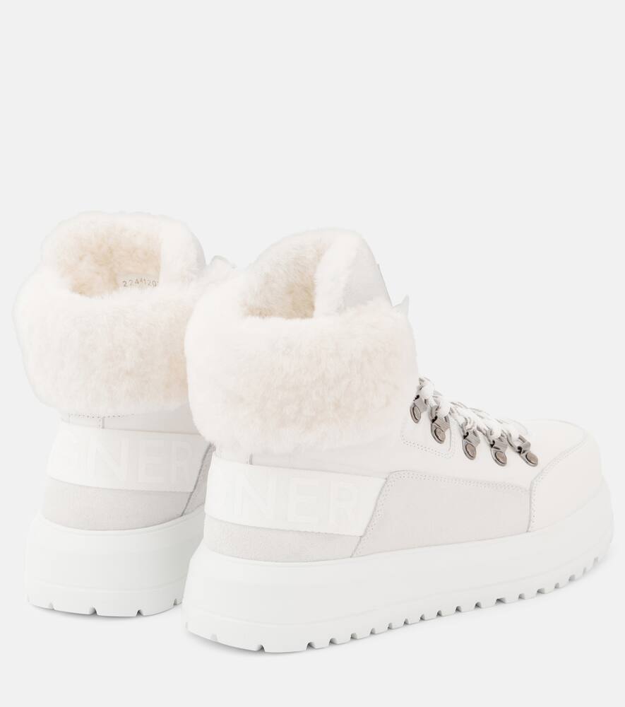 Bogner Shearling-trimmed leather boots