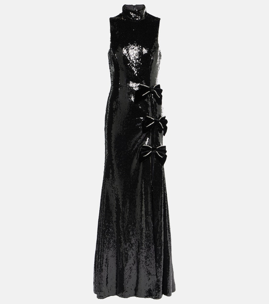 Rebecca Vallance x Nicky Hilton Lena bow-detail sequined gown