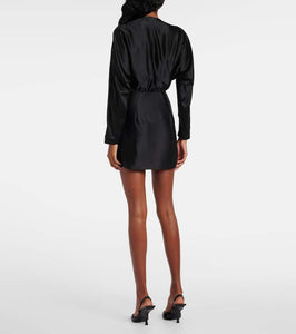 The Sei Silk satin wrap minidress