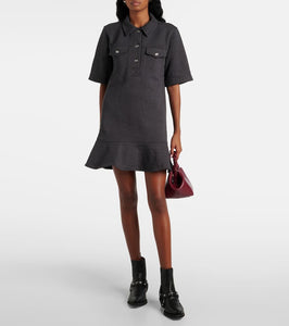 Ganni Striped cotton polo dress