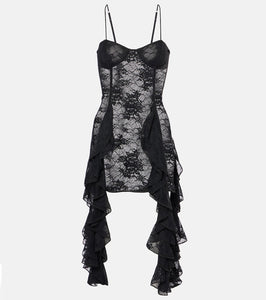 Oseree Ruffled lace minidress