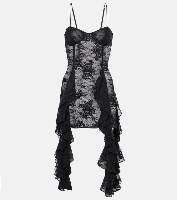 Oseree Ruffled lace minidress