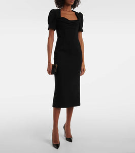 Rebecca Vallance Elora balloon-sleeve midi dress