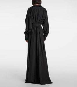 Norma Kamali Faux leather-trimmed maxi dress
