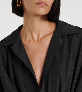 Norma Kamali Faux leather-trimmed maxi dress