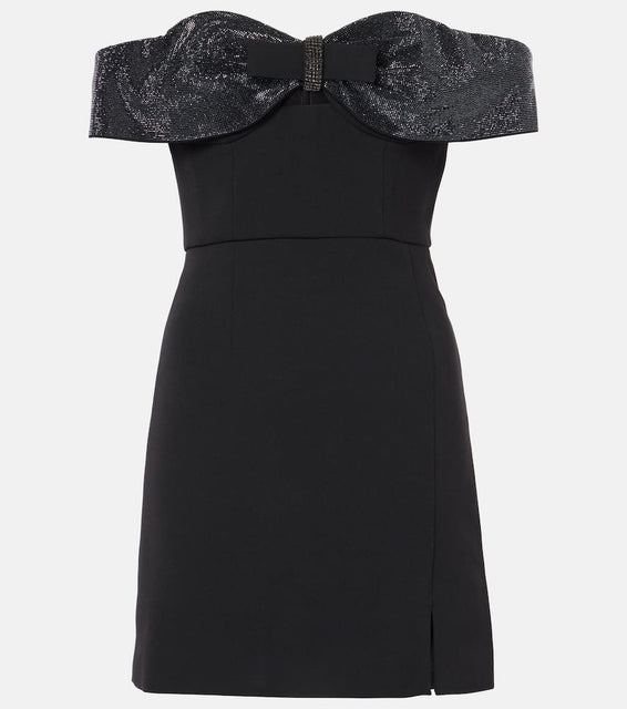 Self-Portrait Bow-detail off-shoulder cr√É¬™pe minidress