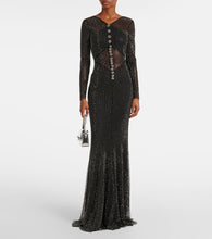 Self-Portrait Embellished fishnet gown