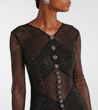 Self-Portrait Embellished fishnet gown