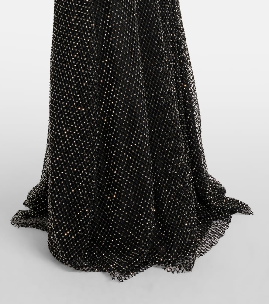 Self-Portrait Embellished fishnet gown