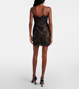 Self-Portrait Embellished lace bustier dress