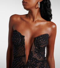 Self-Portrait Embellished lace bustier dress
