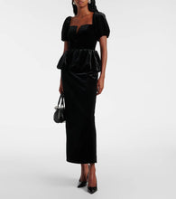 Self-Portrait Peplum velvet midi dress