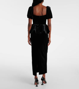 Self-Portrait Peplum velvet midi dress