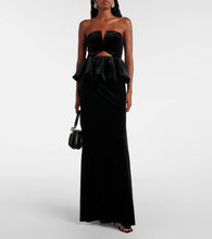 Self-Portrait Peplum velvet bustier gown