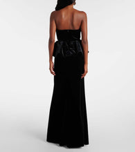 Self-Portrait Peplum velvet bustier gown