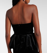 Self-Portrait Peplum velvet bustier gown