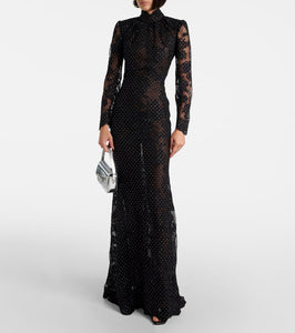 Self-Portrait Embellished lace gown
