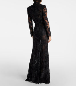 Self-Portrait Embellished lace gown