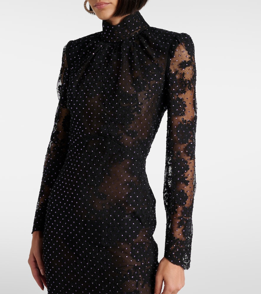 Self-Portrait Embellished lace gown