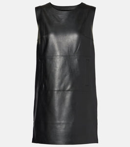 Norma Kamali Gathered faux leather minidress
