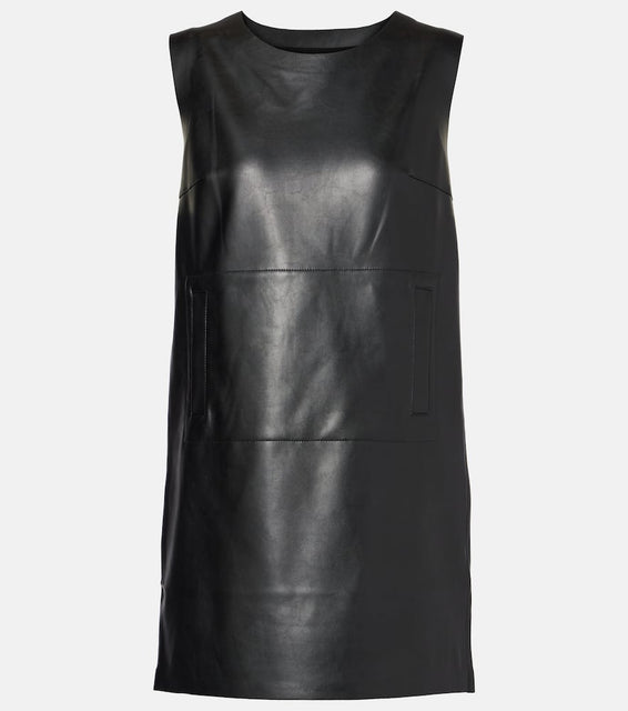 Norma Kamali Gathered faux leather minidress