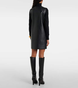 Norma Kamali Gathered faux leather minidress