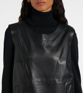 Norma Kamali Gathered faux leather minidress