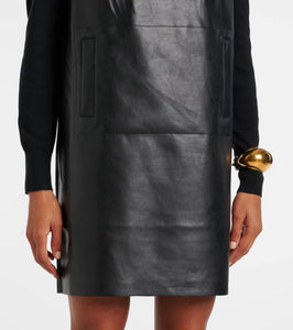 Norma Kamali Gathered faux leather minidress
