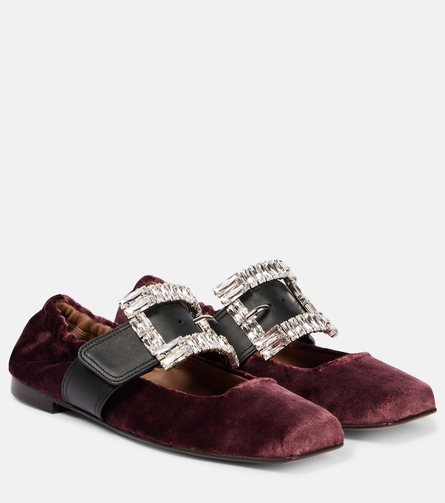 Dolce&Gabbana Embellished leather-trimmed velvet flats