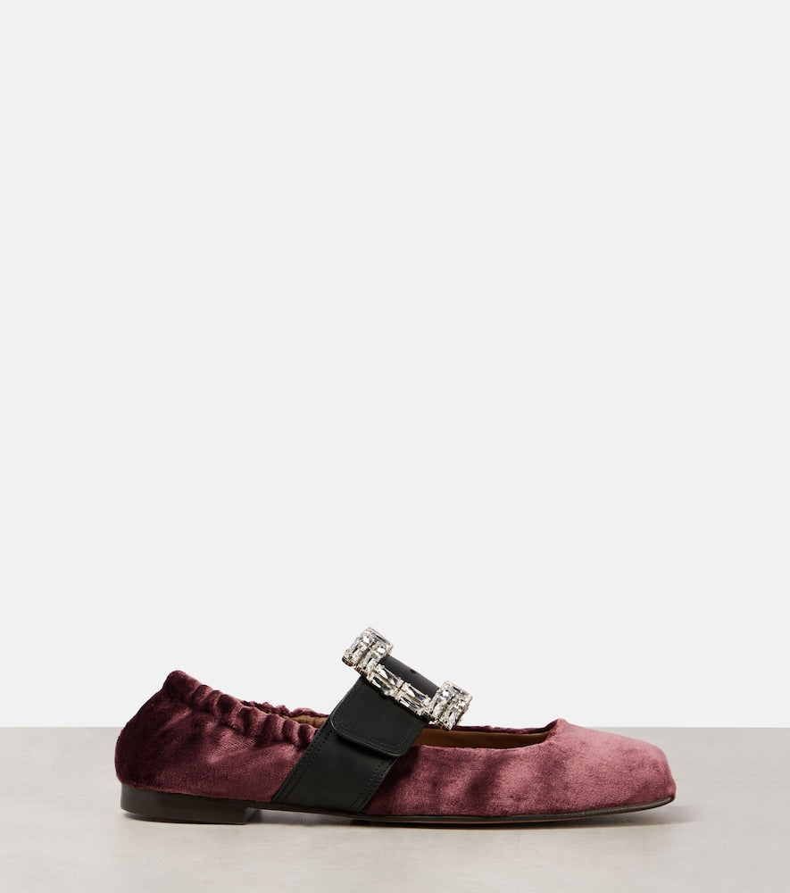 Dolce&Gabbana Embellished leather-trimmed velvet flats