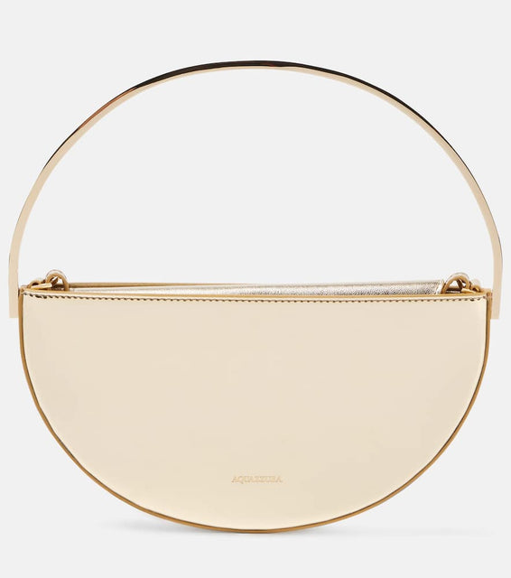 Aquazzura Purist Mini metallic leather shoulder bag. Shop Aquazzura Top-Handle Bags for women now.