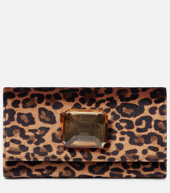 Gianvito Rossi Jaipur Mini leopard-print velvet clutch. Shop Gianvito Rossi Clutches for women now.