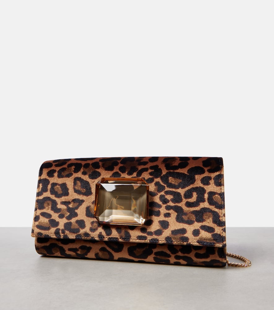 Gianvito Rossi Jaipur Mini leopard-print velvet clutch
