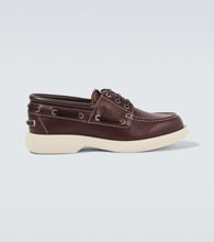 Gucci Web Stripe leather boat shoes