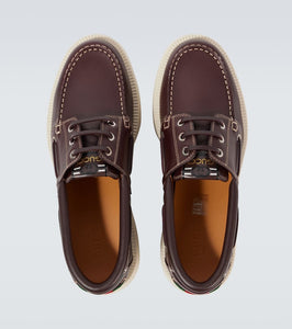 Gucci Web Stripe leather boat shoes
