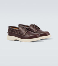 Gucci Web Stripe leather boat shoes
