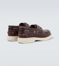 Gucci Web Stripe leather boat shoes