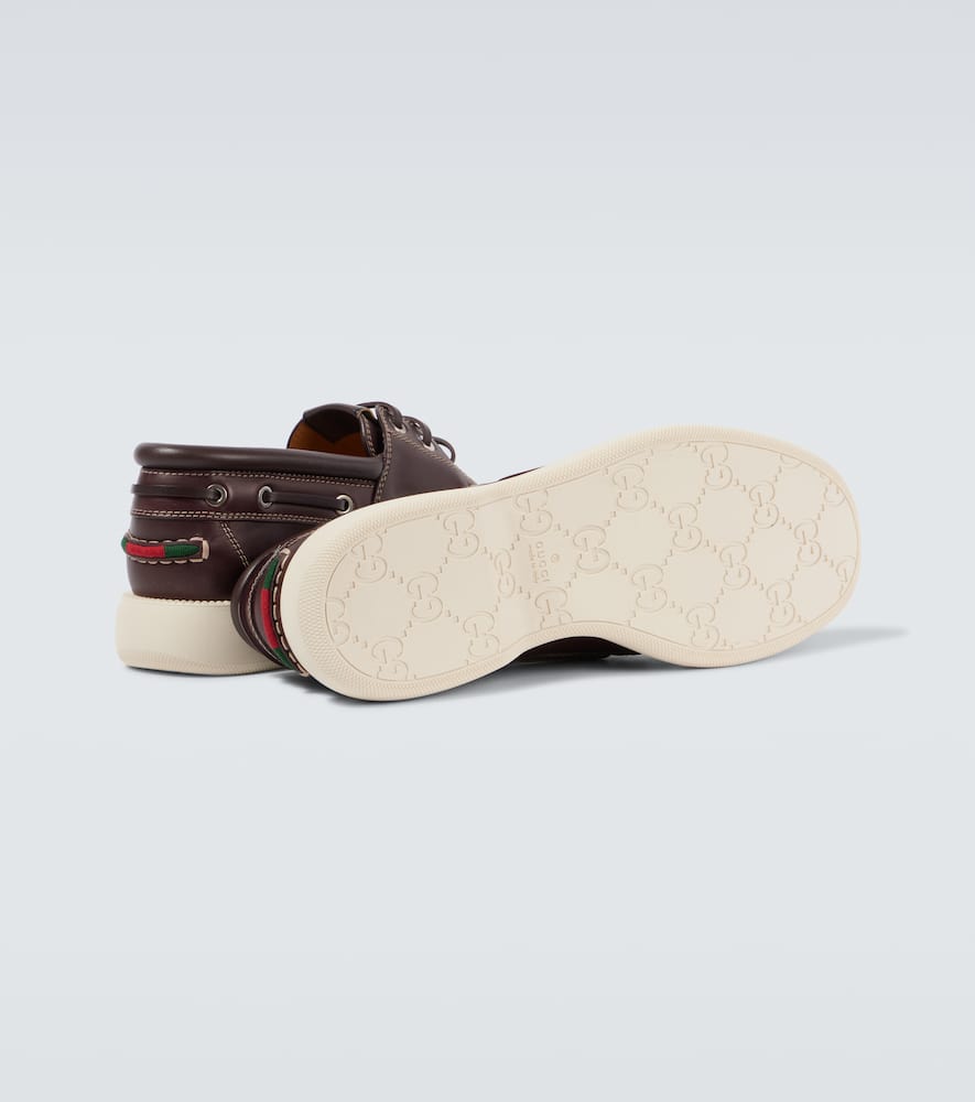 Gucci Web Stripe leather boat shoes