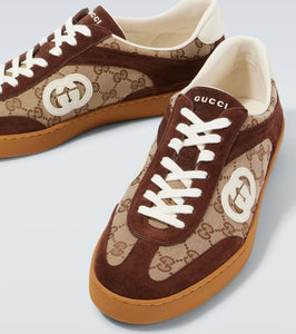 Gucci Interlocking G suede-trimmed sneakers
