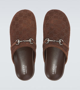 Gucci Horsebit GG suede clogs