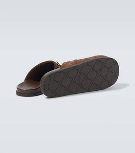 Gucci Horsebit GG suede clogs
