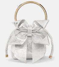 Jimmy Choo Bon Bon Micro metallic leather bucket bag. Shop Jimmy Choo Top-Handle Bags for women now.