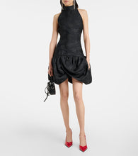 Rotate Floral draped jacquard minidress