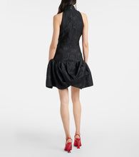 Rotate Floral draped jacquard minidress