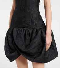 Rotate Floral draped jacquard minidress