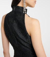 Rotate Floral draped jacquard minidress