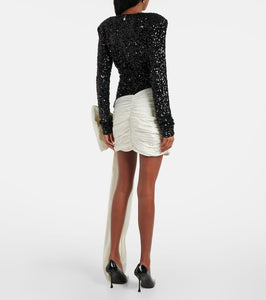 Rotate Bow-detail sequined minidress