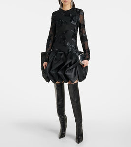 Rotate Floral embroidered satin minidress