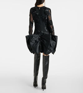 Rotate Floral embroidered satin minidress