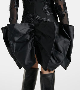 Rotate Floral embroidered satin minidress